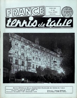 1962 03 165 FRANCE TENNIS DE TABLE