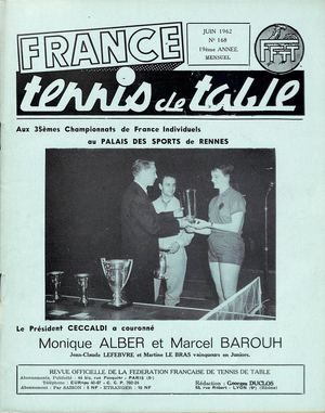 1962 06 168 FRANCE TENNIS DE TABLE