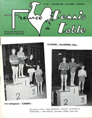 1965 10 203 FRANCE TENNIS DE TABLE