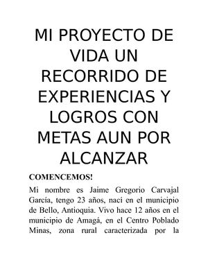 Proyecto De Vida Gregorio Carvajal