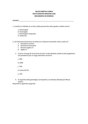 Taller Mecanismos De Herencia