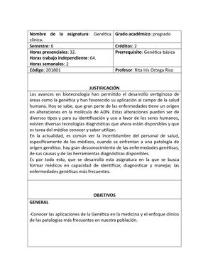 Syllabus Genética Clínica 201801