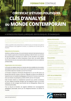 Certificat d'études poliitiques Clés d'analyse du monde contemporain