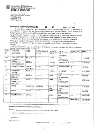 Activitats Complementaries 1r