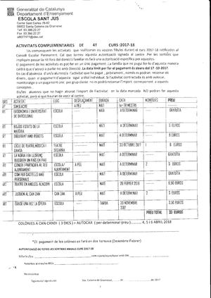 Activitats Complementaries 4t