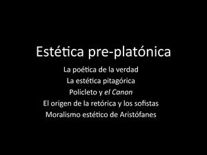 Estetica Preplatonica