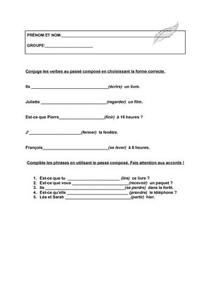 Exercice Passé Composé Google Docs