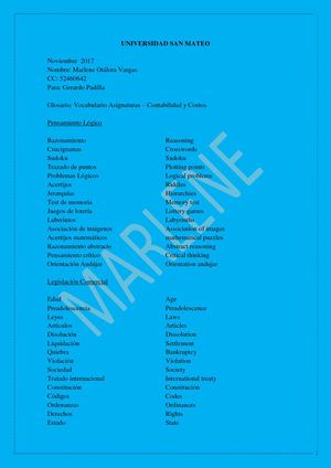 Glosario Vocabulario Asignaturas