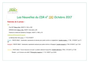 Revue De Presse N° 190 Octobre 2017