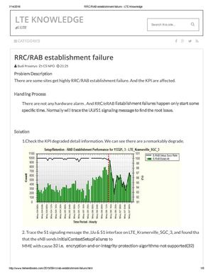 RRC RAB Establishment Failure LTE Knowledge