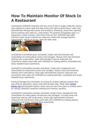 How To Maintain Monitor Of Stock In A Restaurant