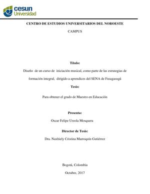 Diseño De Un Curso De Iniciación Musical, Como Parte De Las Estrategias De Formación Integral, Dirigido A Aprendices Del Sena De Fusagasugá