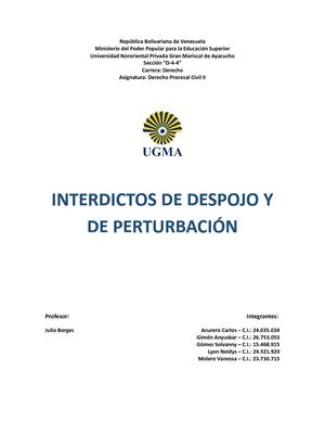 Interdictos De Despojo Y Perturbación