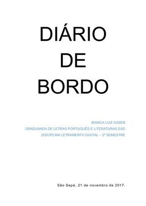 Diário de Bordo - Bianca Luiz Gazen