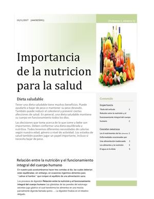 importancia de la nutricion para la salud