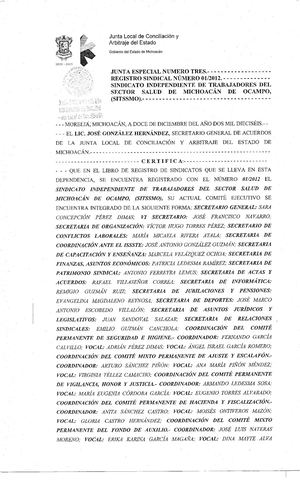 REGISTRO SINDICAL TOMA DE NOTA SITSSMO