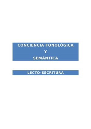 Conciencia Fonológica, Semántica Y Lecto Escritura