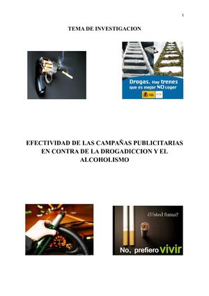 Efectividad De Las Campañas Publicitarias, En Contra De La Drogadiccion Y Alcoholismo
