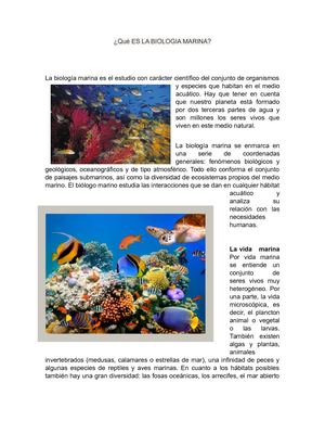 Qué Es La Biologia Marina