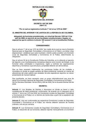 Decreto 1267 De 2009
