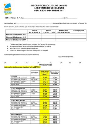 Mercredis Centre De Loisirs Décembre 2017