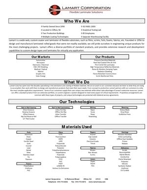 Lamart Brochure Adhesive Tapes Foil
