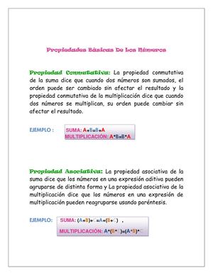 Propiedades Básicas De Los Números