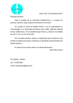 Carta De Solicitando Entrevista De Trabajo Tp3º Pdf