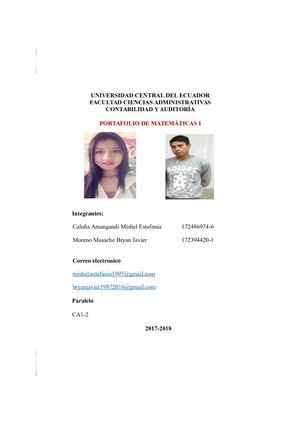 PORTAFOLIO DE MATEMÁTICA I