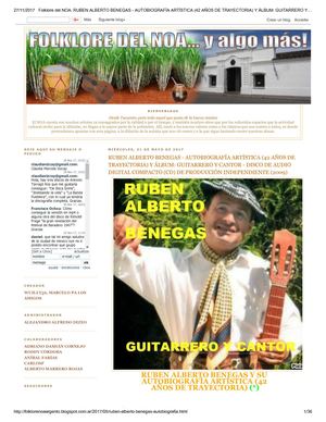 Folklore Del Noa Ruben Alberto Benegas Autobiografía Artística (44 Años De Trayectoria)