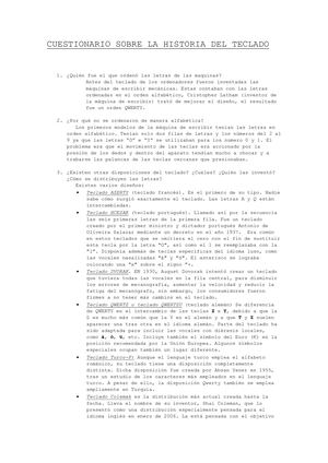 Cuestionario Sobre La Historia Del Teclado
