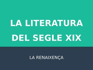 La Renaixença Catalana Del Segle XIX