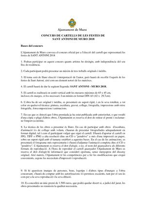 Bases Concurs Cartell Sant Antoni 2018