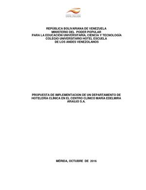 Tesis Departamento De Hoteleria Clinica 2016