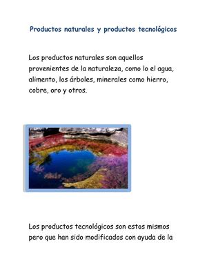 Productos Naturales Y Productos Tecnológicos