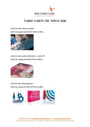 Tarif Carte Voeux 2018