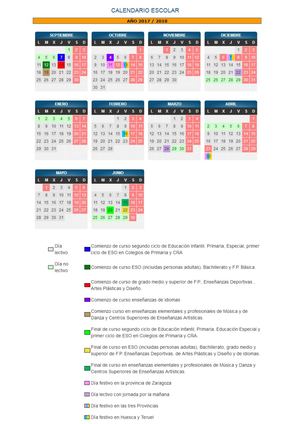 Calendario Curso Escolar 2017 2018
