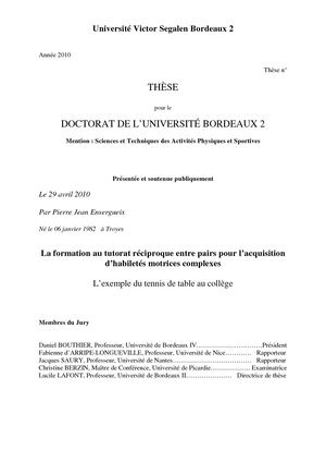 2010 PJEnsergueix La Formation Au Tutorat Réciproque Entre Pairs Pour L’acquisition L'exemple Du TT Au Collège