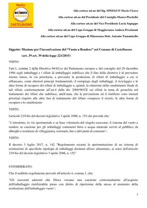 Mozione Vuoto A Rendere