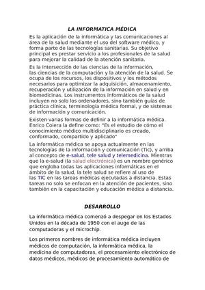 La Informatica Médica