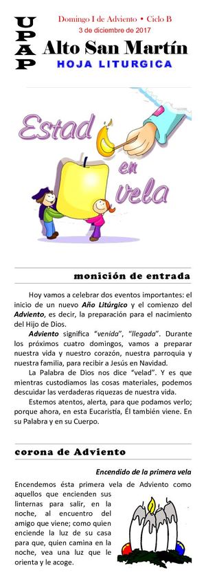 Hoja Litúrgica del Domingo 3 de Diciembre de 2017