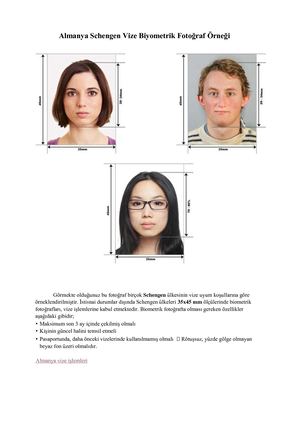 Almanya Biyometrik Fotograf Olculeri