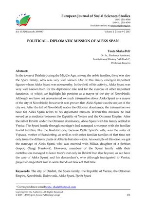 POLITICAL – DIPLOMATIC MISSION OF ALEKS SPAN
