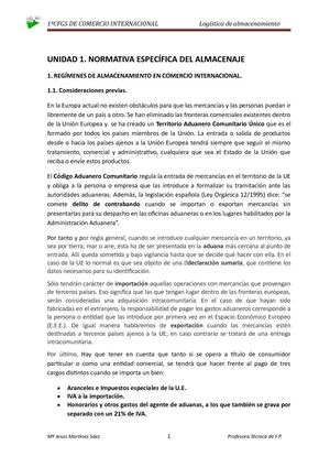 Tema 1 . Normativa específica del almacenaje