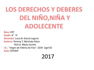 Cartilla De Los Derechos Y Deberes Tommy Y Yezli
