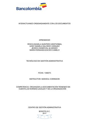 Cartilla Organizar Documentos de acuerdo a la organización