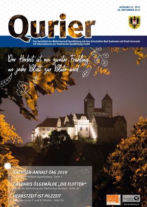 Qurier 10/2017 vom 30.09.2017 - Das Amtsblatt der Welterbestadt Quedlinburg mit den Ortschaften Bad Suderode und Stadt Gernrode - mit Informationen der Stadtwerke Quedlinburg GmbH