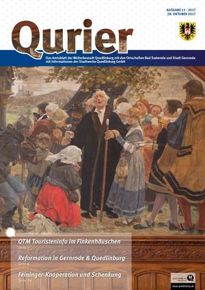 Qurier 11/2017 vom 28.10.2017 - Das Amtsblatt der Welterbestadt Quedlinburg mit den Ortschaften Bad Suderode und Stadt Gernrode - mit Informationen der Stadtwerke Quedlinburg GmbH