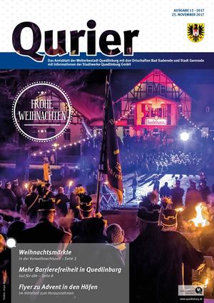 Qurier 12/2017 vom 25.11.2017 - Das Amtsblatt der Welterbestadt Quedlinburg mit den Ortschaften Bad Suderode und Stadt Gernrode - mit Informationen der Stadtwerke Quedlinburg GmbH