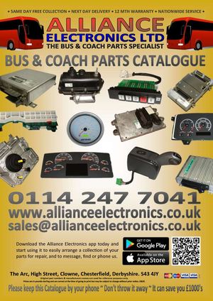 BUS AND COACH ELECTRONIC AND ELECTRICAL PARTS CATALOGUE FROM ALLIANCE ELECTRONICS 2018